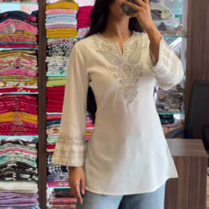 Elegant Embroidered Short Kurti – Minimalist Grace in Multiple Colors 🌸