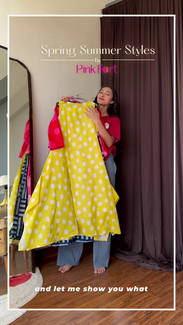 Vibrant Yellow Flowy Polka Dot Summer Dress by Pink Fort – Breezy A-Line Silhouette with White Dot Print