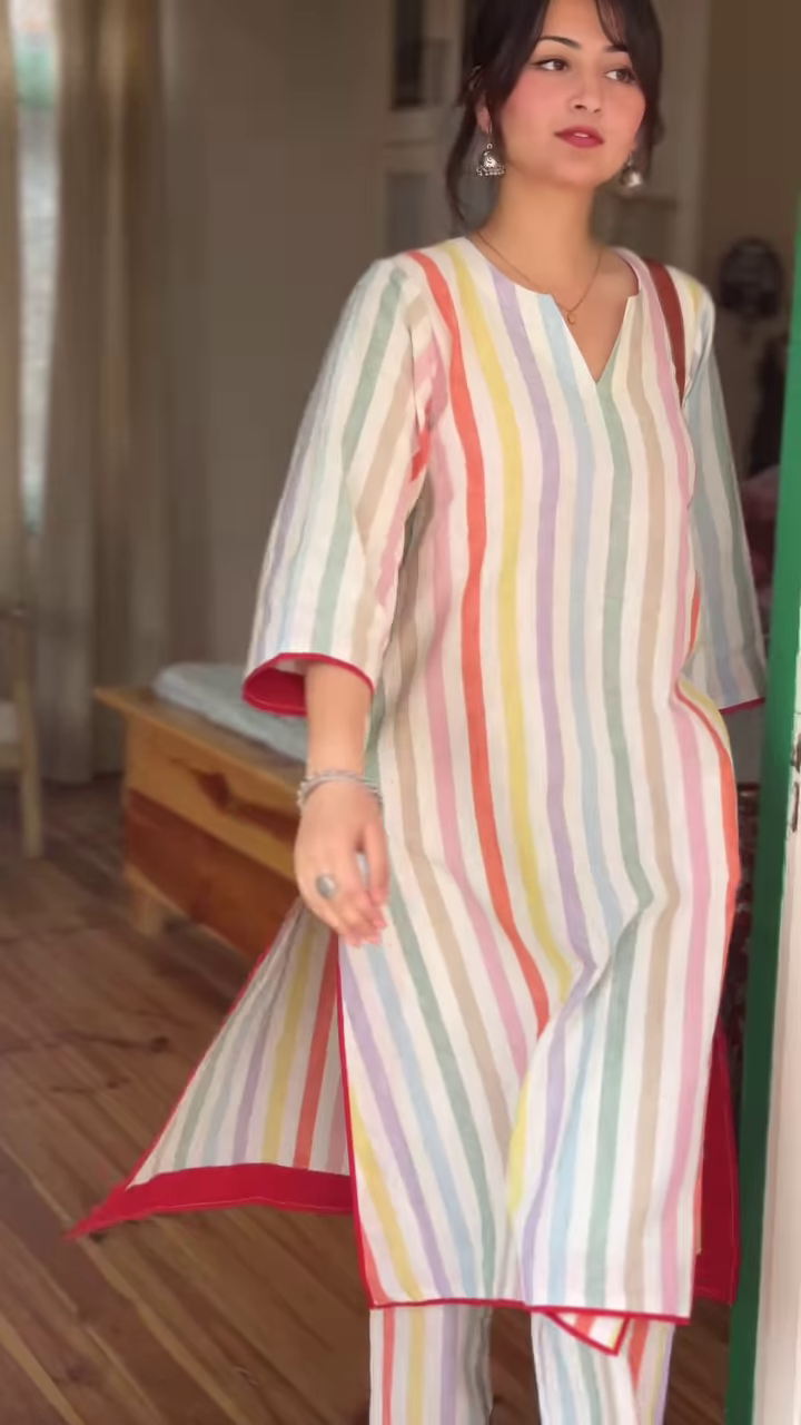 Multicolor Striped Cotton Co-Ord Set - Image 7